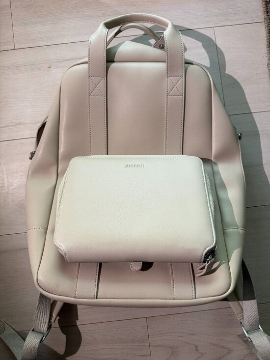 Monos Metro Backpack Ivory Vegan Leather with Folio Kit main image 12